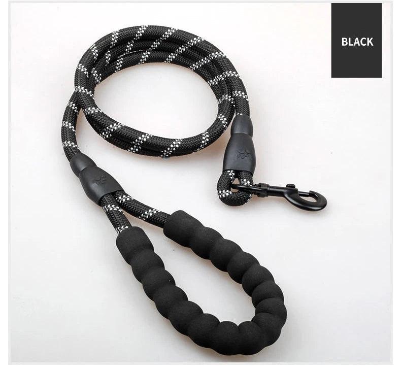 1.5M/2M/3M Large Dog Rope Round 1.2CM Nylon Pet Leash Strengthen Reflective Rope Walking Dog Traction Collar Harness Dog Lead