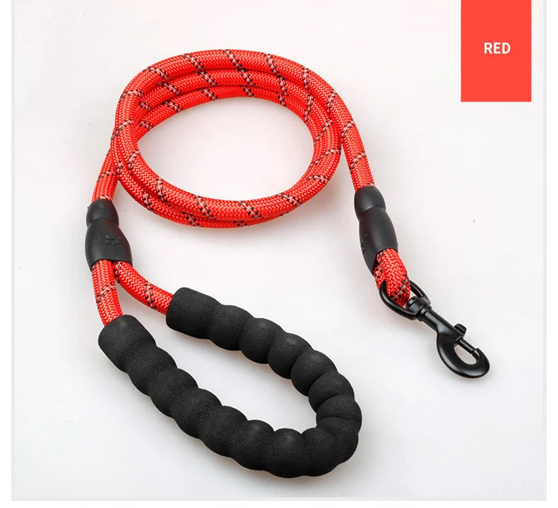 1.5M/2M/3M Large Dog Rope Round 1.2CM Nylon Pet Leash Strengthen Reflective Rope Walking Dog Traction Collar Harness Dog Lead