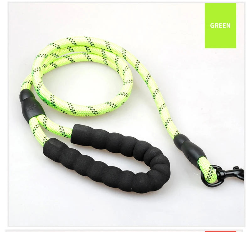 1.5M/2M/3M Large Dog Rope Round 1.2CM Nylon Pet Leash Strengthen Reflective Rope Walking Dog Traction Collar Harness Dog Lead