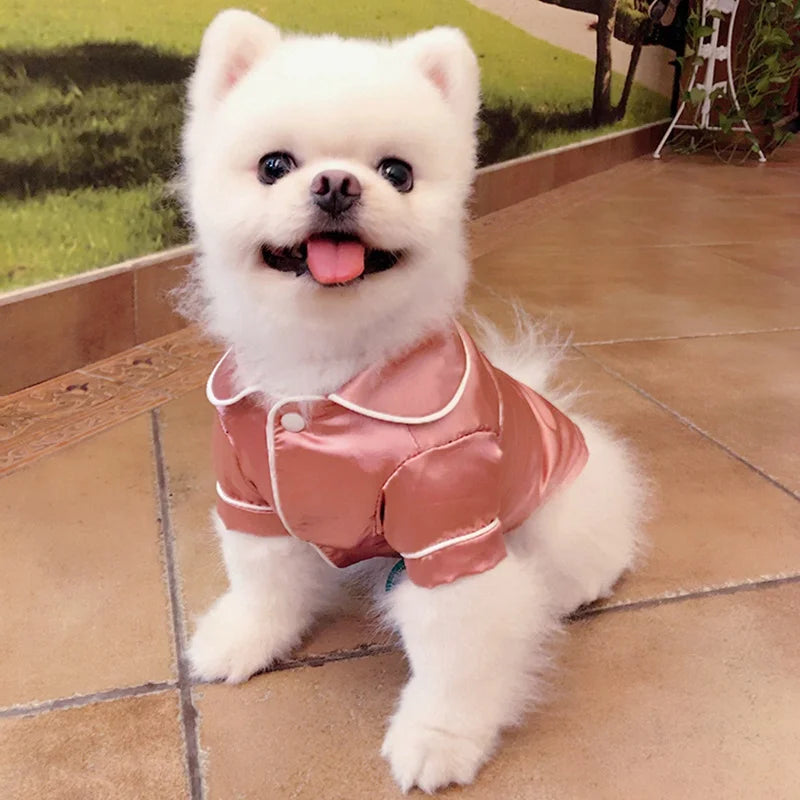 Summer Soft Silk Pet Dog Pajama For Small Dogs Puppy Cat Clothes Pets Clothing Sleeping Clothes For French Bulldog Pajamas