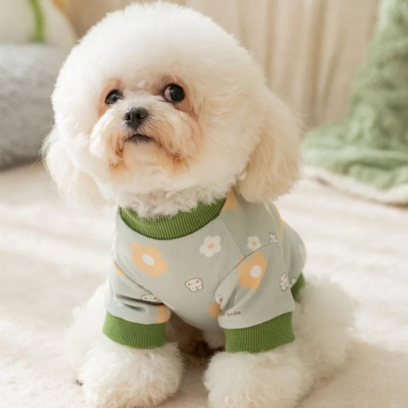 Pet Dog Shirt Cute Cartoon Print Dog Sweatshirt Fashion Puppy Clothes Soft Cat Shirt Autumn Pet Pullovers Chihuahua Dog Clothes