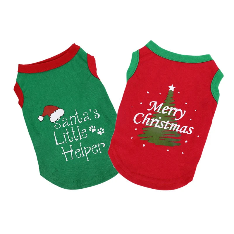 Christmas Dog Clothes Warm Cotton Shirt Vest Pets Dogs Chihuahua Xmas Costume for 2025 New Year Party Navidad Puppy Clothing