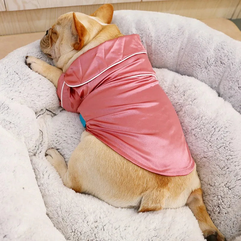 Summer Soft Silk Pet Dog Pajama For Small Dogs Puppy Cat Clothes Pets Clothing Sleeping Clothes For French Bulldog Pajamas