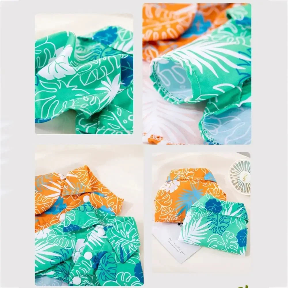 Hawaiian Style Pet Dog Shirt Summer Dog Clothes Cool Thin Cat Shirt Fashion Puppy Vest Chihuahua Clothes Breathable Pet Shirt