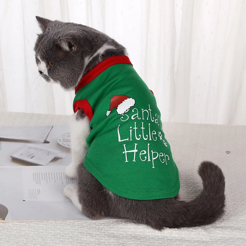 Christmas Dog Clothes Warm Cotton Shirt Vest Pets Dogs Chihuahua Xmas Costume for 2025 New Year Party Navidad Puppy Clothing