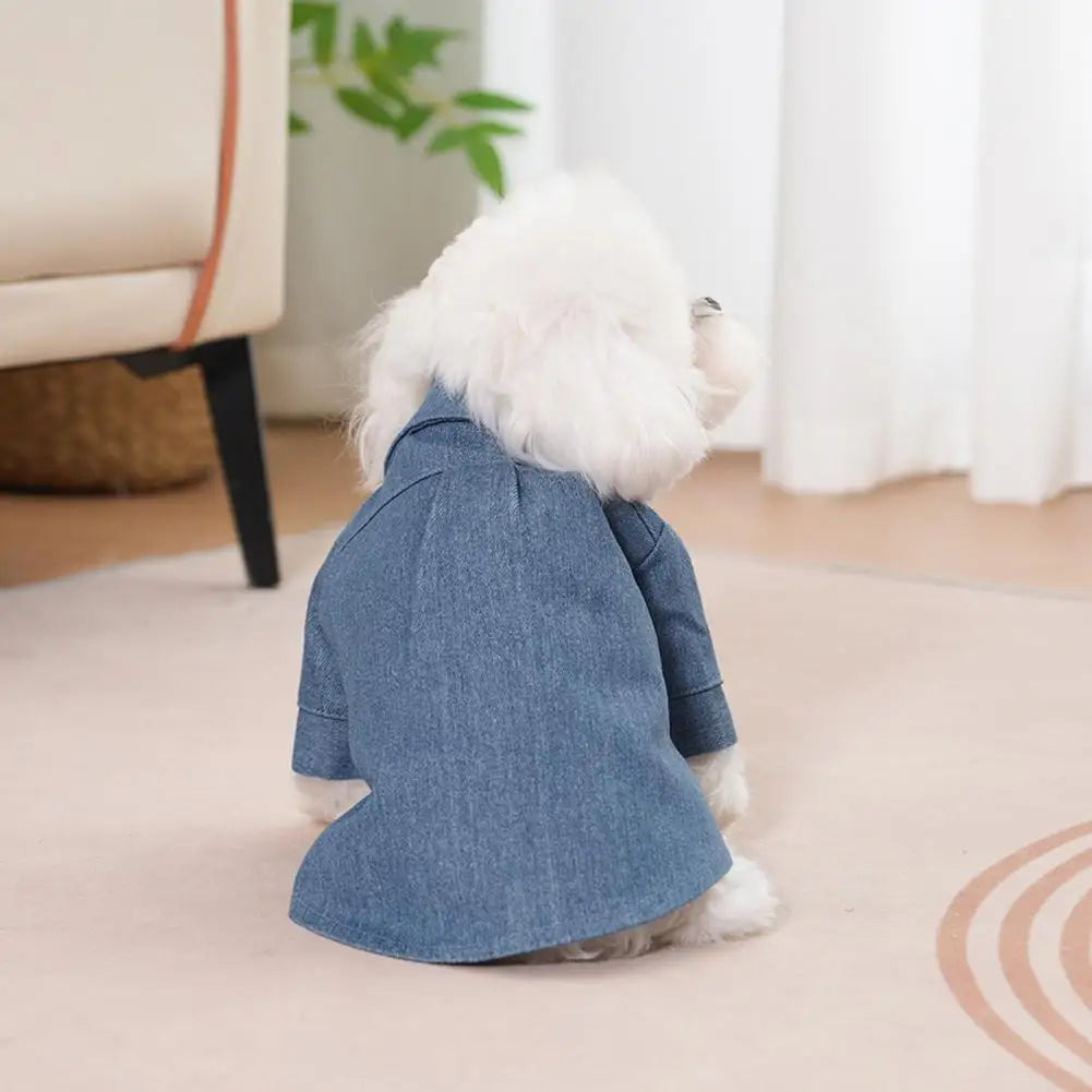 Denim Shirt for Pets Pet Apparel Denim Style Pet Denim Shirt Funny Transform Costum Fashionable Boy Uniform Soft for Wear