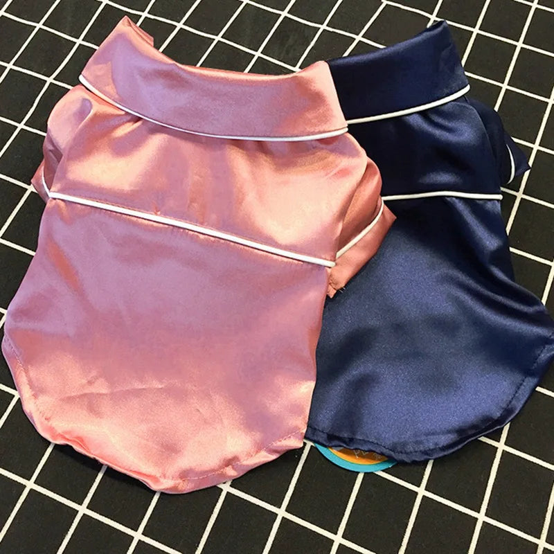 Summer Soft Silk Pet Dog Pajama For Small Dogs Puppy Cat Clothes Pets Clothing Sleeping Clothes For French Bulldog Pajamas