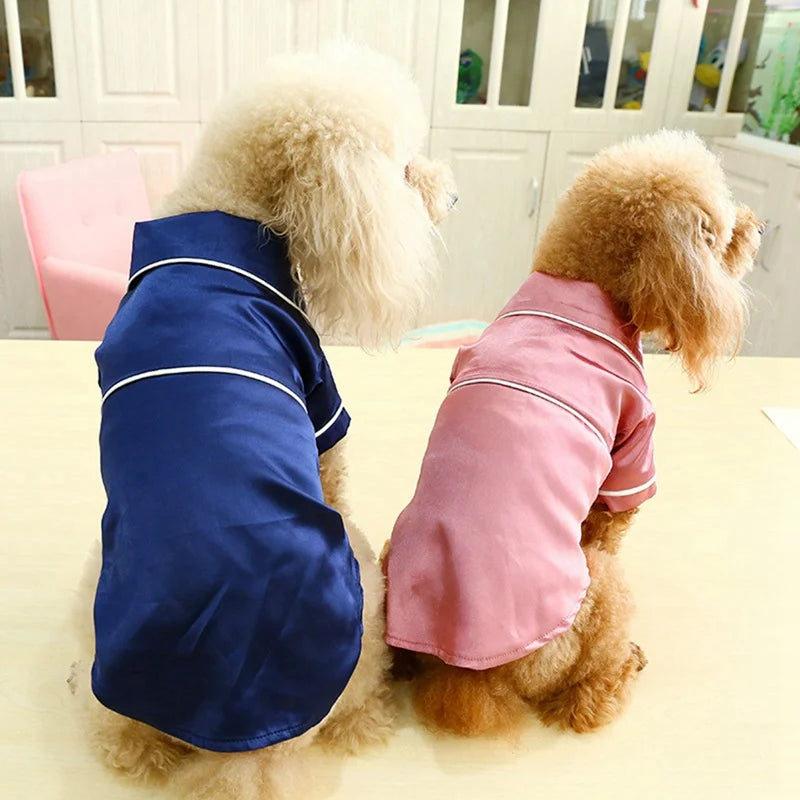 Summer Soft Silk Pet Dog Pajama For Small Dogs Puppy Cat Clothes Pets Clothing Sleeping Clothes For French Bulldog Pajamas