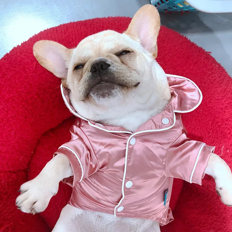 Summer Soft Silk Pet Dog Pajama For Small Dogs Puppy Cat Clothes Pets Clothing Sleeping Clothes For French Bulldog Pajamas