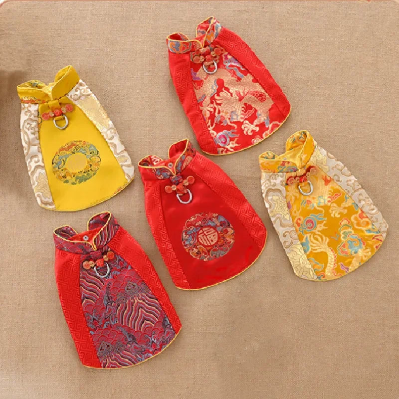 Chinese New Year Dog Clothes Tang Suit Spring Festival Pet Apparel Cheongsam Pomeranian Poodle Bichon Schnauzer Clothing Costume