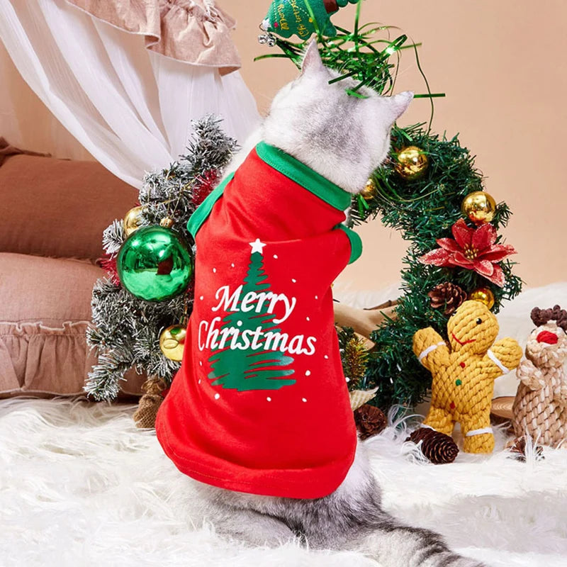 Christmas Dog Clothes Warm Cotton Shirt Vest Pets Dogs Chihuahua Xmas Costume for 2025 New Year Party Navidad Puppy Clothing