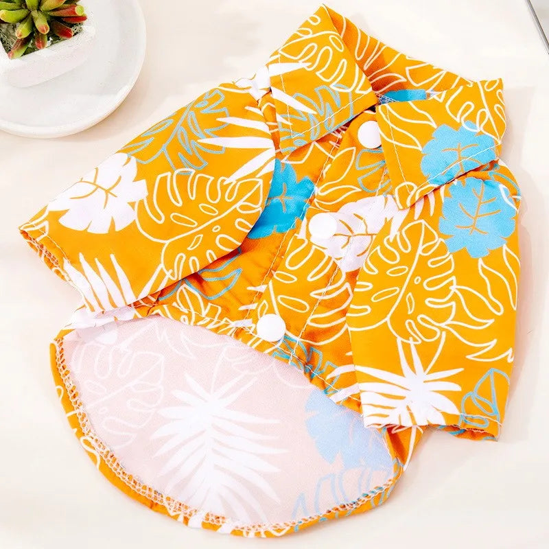 Summer Pet Dog Clothes Hawaiian Style Dog Shirt Fashion Print Puppy Costumes Chihuahua Pug Costumes Yorkshire Shirts Cat Shirt