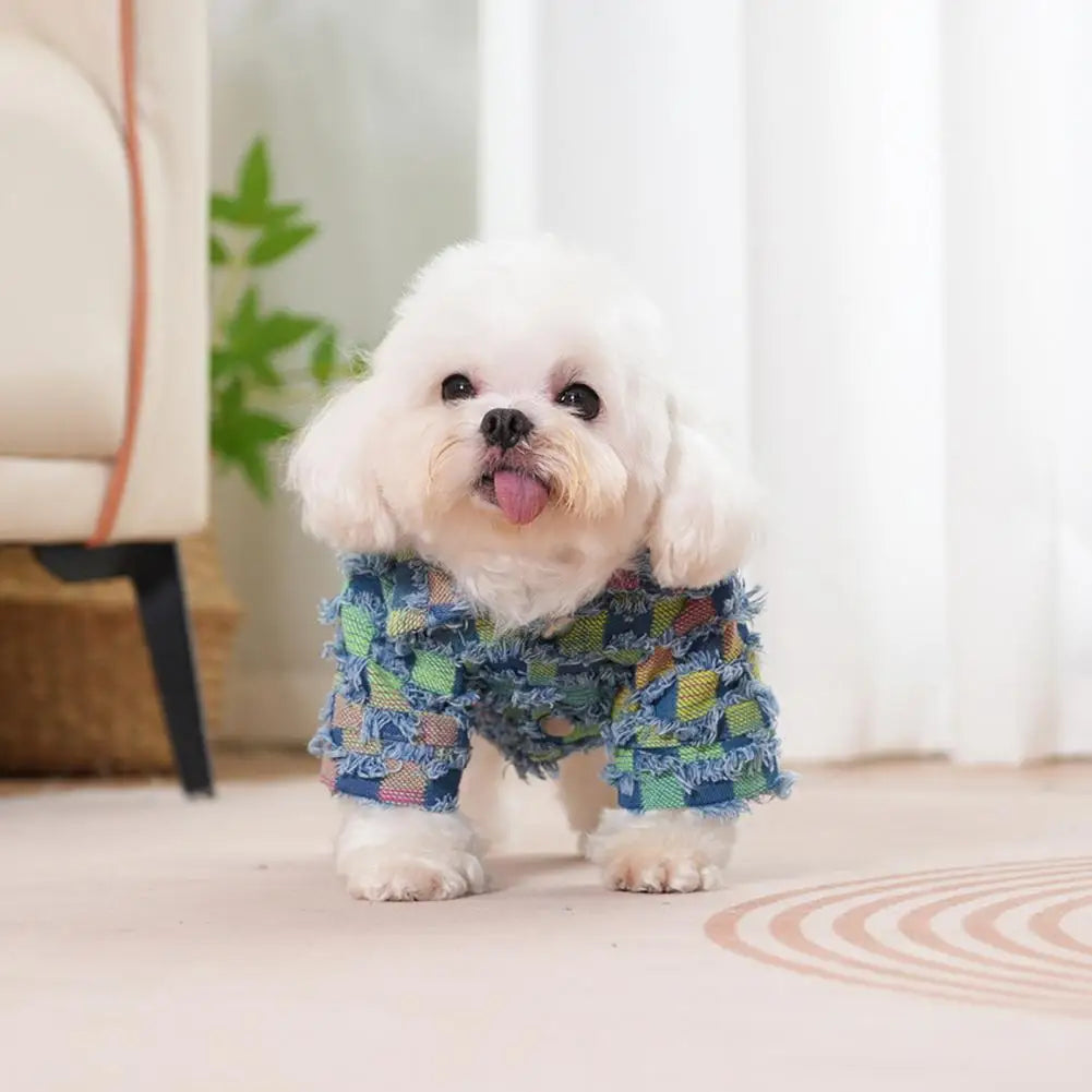 Denim Shirt for Pets Pet Apparel Denim Style Pet Denim Shirt Funny Transform Costum Fashionable Boy Uniform Soft for Wear