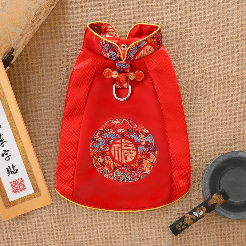 Chinese New Year Dog Clothes Tang Suit Spring Festival Pet Apparel Cheongsam Pomeranian Poodle Bichon Schnauzer Clothing Costume