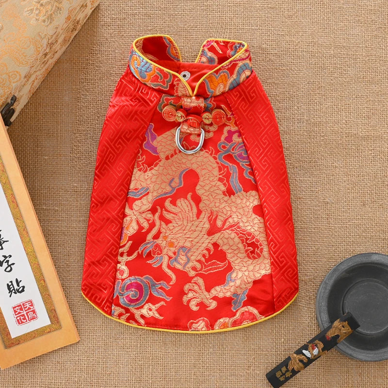 Chinese New Year Dog Clothes Tang Suit Spring Festival Pet Apparel Cheongsam Pomeranian Poodle Bichon Schnauzer Clothing Costume
