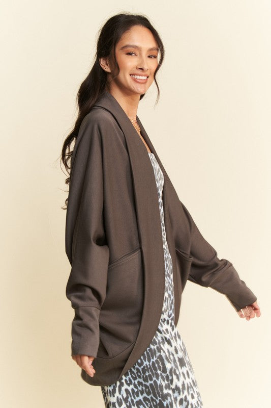 Davi & Dani Dolman Long Sleeve Open Front Jacket