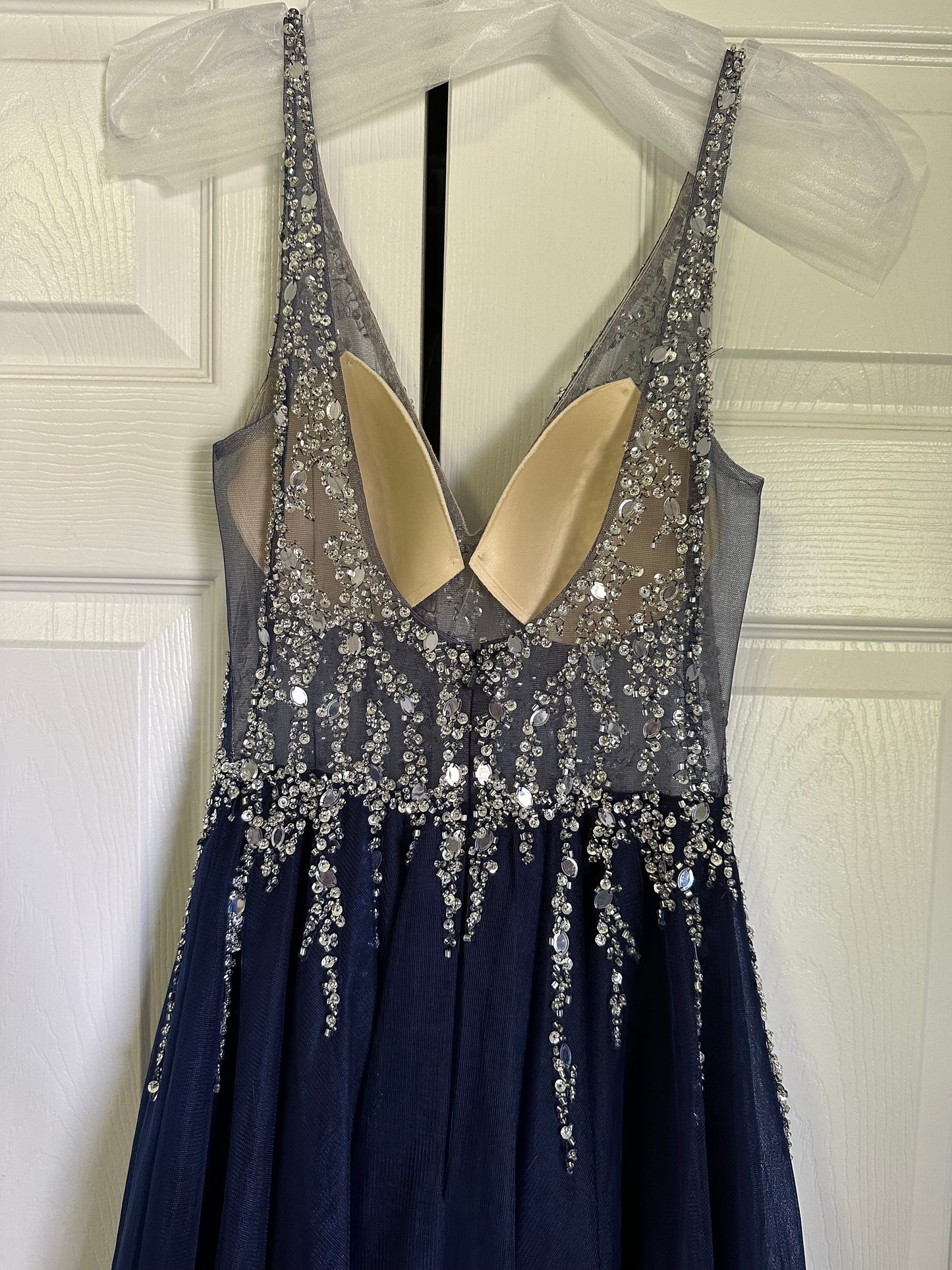 Beaded Navy Long Gown