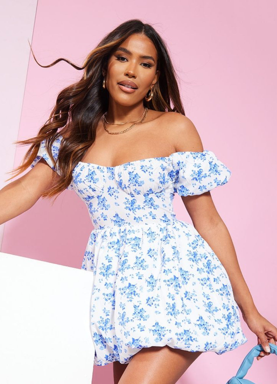 PLT - Blue/White Floral Dress