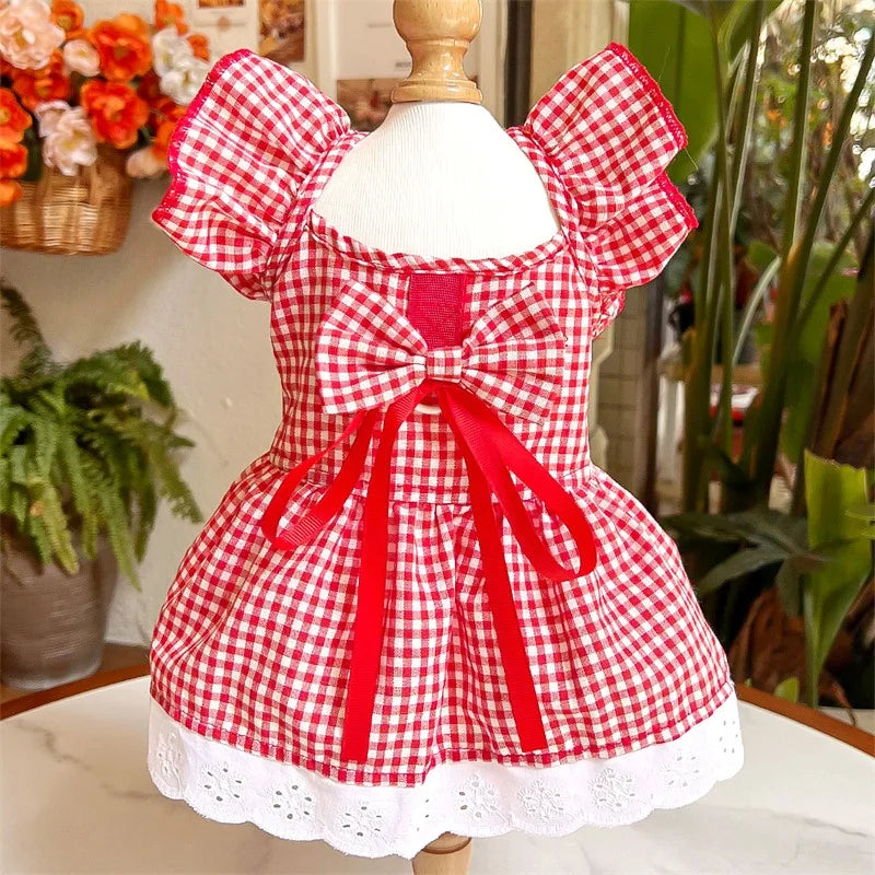 Pet Dog Clothes for Small Dogs Summer Pet Dress Fashion Print Puppy Princess Skirt Cute Flying Sleeve Cat Dress Pet Dog Costumes