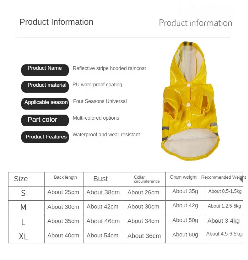 Summer Outdoor Puppy Pet Rain Coat S-XL Hoody Waterproof Jackets PU Raincoat for Dogs Apparel Clothes Little Teddy Dog Raincoat