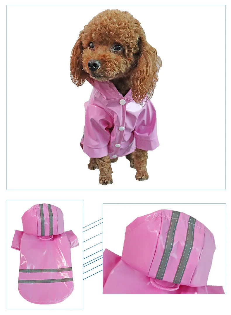 Summer Outdoor Puppy Pet Rain Coat S-XL Hoody Waterproof Jackets PU Raincoat for Dogs Apparel Clothes Little Teddy Dog Raincoat
