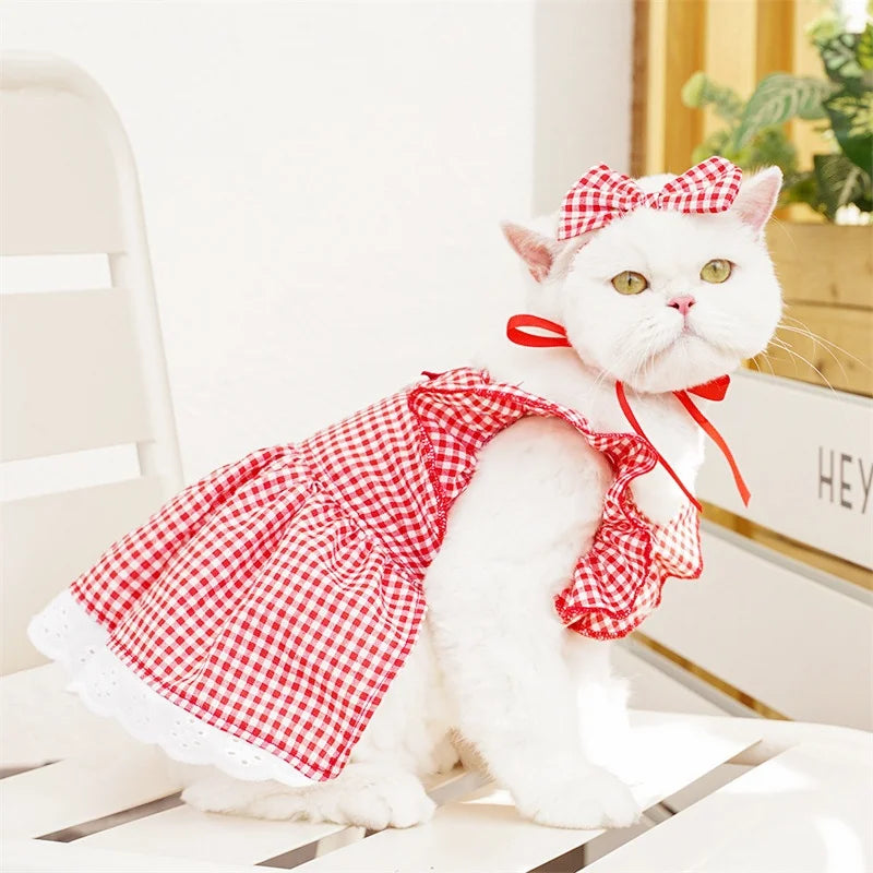 Pet Dog Clothes for Small Dogs Summer Pet Dress Fashion Print Puppy Princess Skirt Cute Flying Sleeve Cat Dress Pet Dog Costumes