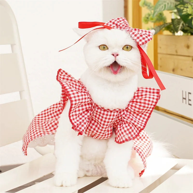 Pet Dog Clothes for Small Dogs Summer Pet Dress Fashion Print Puppy Princess Skirt Cute Flying Sleeve Cat Dress Pet Dog Costumes