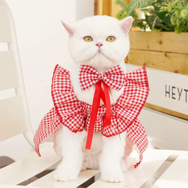 Pet Dog Clothes for Small Dogs Summer Pet Dress Fashion Print Puppy Princess Skirt Cute Flying Sleeve Cat Dress Pet Dog Costumes