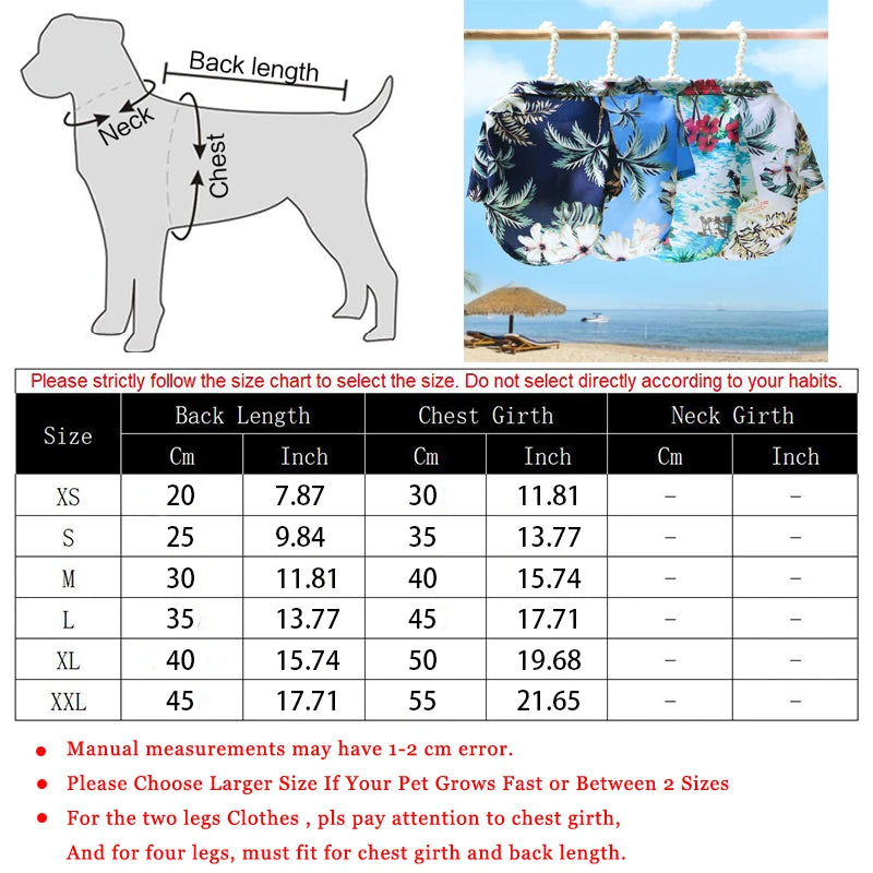 Hawaiian Beach Style Dog T-Shirts Thin Breathable Summer Dog Clothes for Small Dogs Puppy Pet Cat Vest Chihuahua Yorkies Poodle