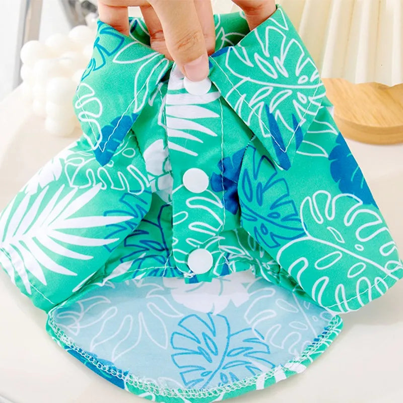 Summer Pet Dog Clothes Hawaiian Style Dog Shirt Fashion Print Puppy Costumes Chihuahua Pug Costumes Yorkshire Shirts Cat Shirt