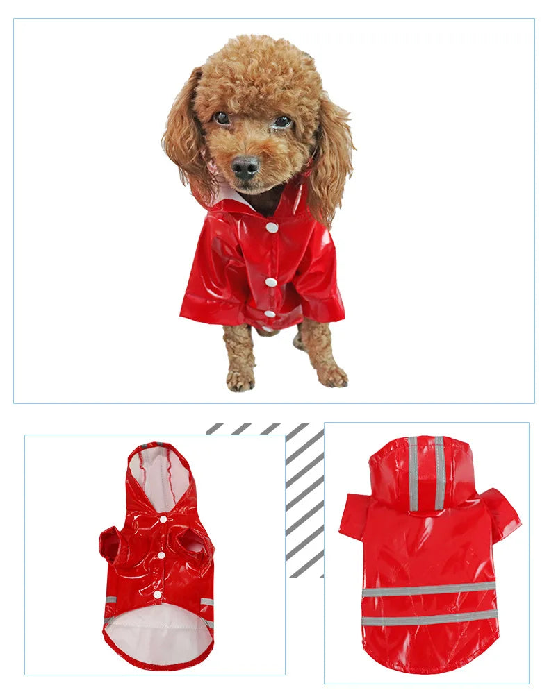 Summer Outdoor Puppy Pet Rain Coat S-XL Hoody Waterproof Jackets PU Raincoat for Dogs Apparel Clothes Little Teddy Dog Raincoat