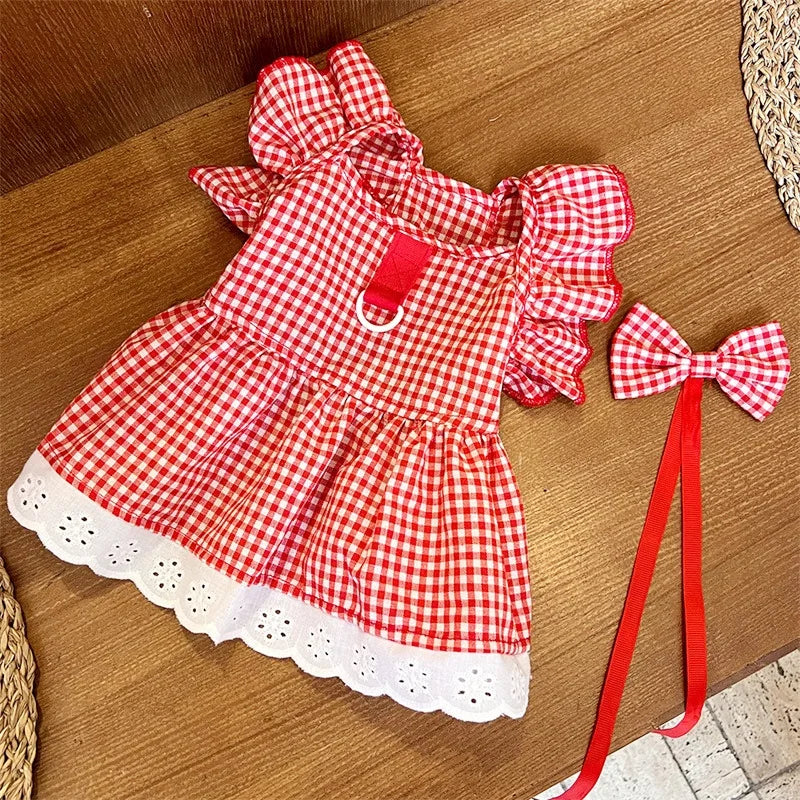 Pet Dog Clothes for Small Dogs Summer Pet Dress Fashion Print Puppy Princess Skirt Cute Flying Sleeve Cat Dress Pet Dog Costumes