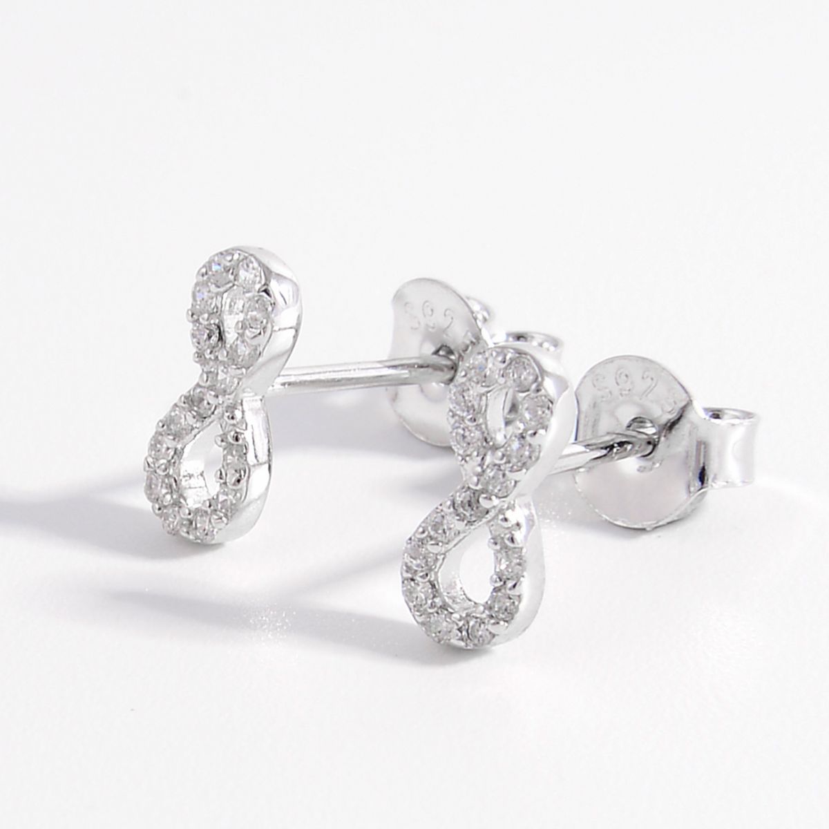 925 Sterling Silver Zircon Number 8 Stud Earrings