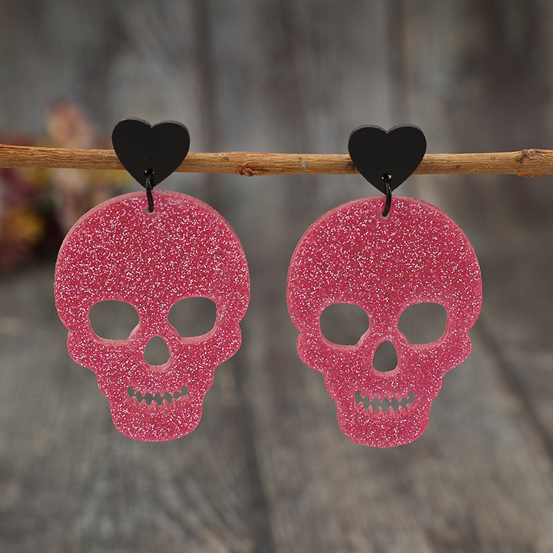 Acrylic Skeleton & Heart Earrings